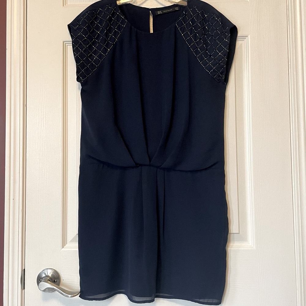 Zara navy shift mini dress